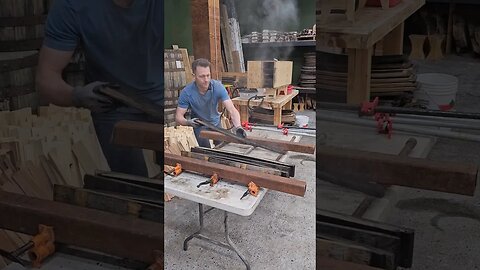 Old Whisky Barrel Wood + Walnut #short #shorts #shortvideo #shortsvideo #woodworking