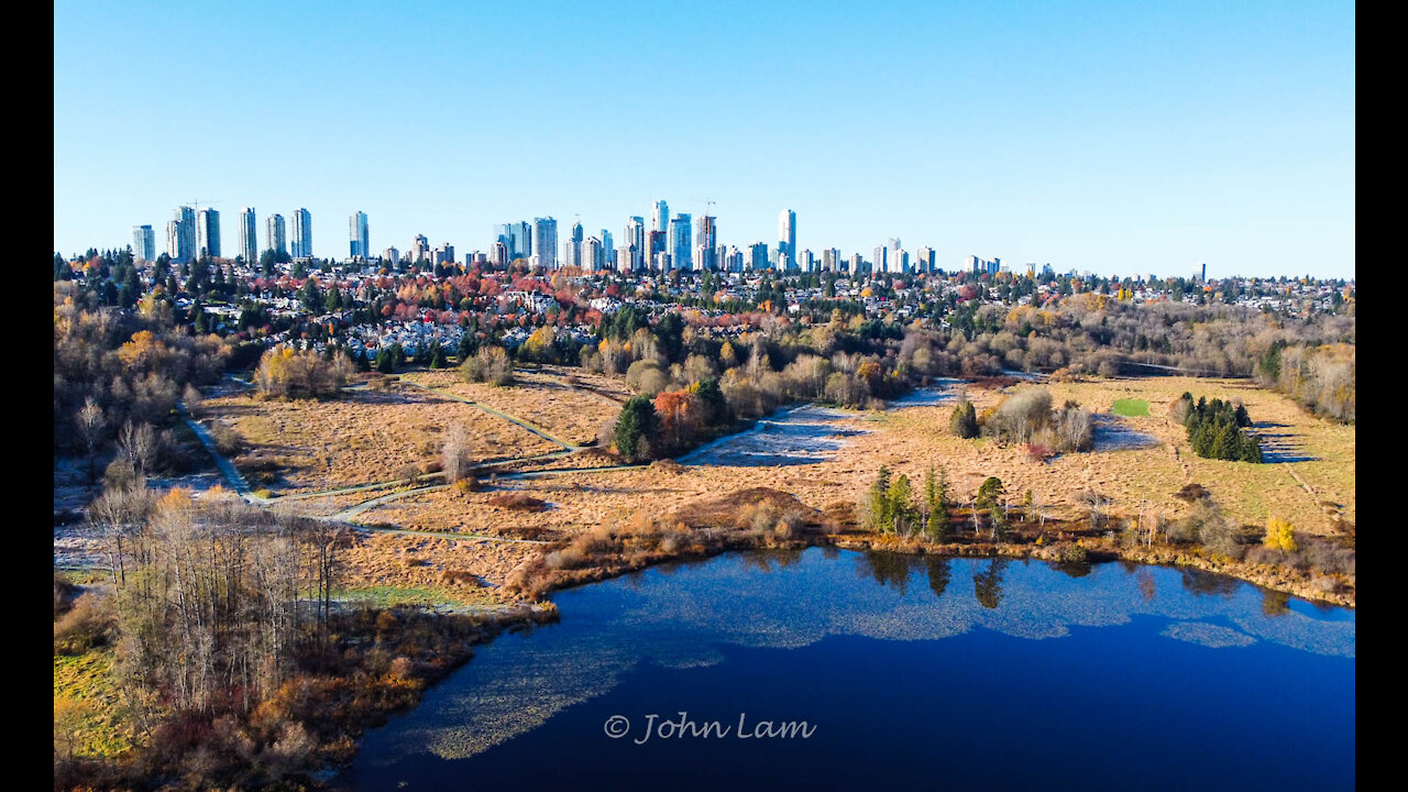 Drone view of Deer Lake @ Burnaby BC Canada