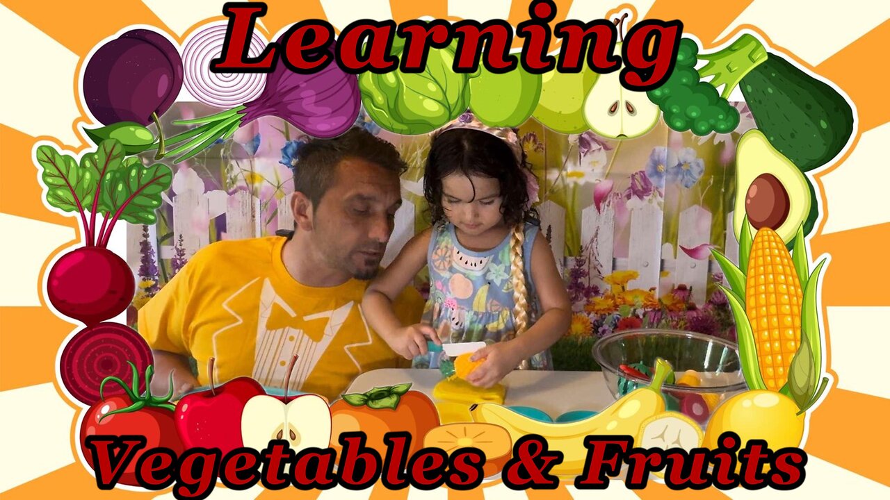 Toy cutting Velcro fruits and vegetables. Learning fruit and vegetables, educational for kids!