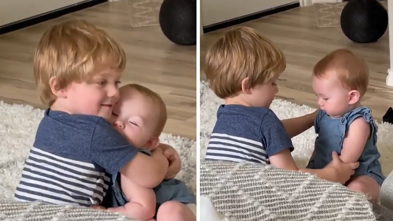 Big Brother Preciously Hugs His Baby Sister