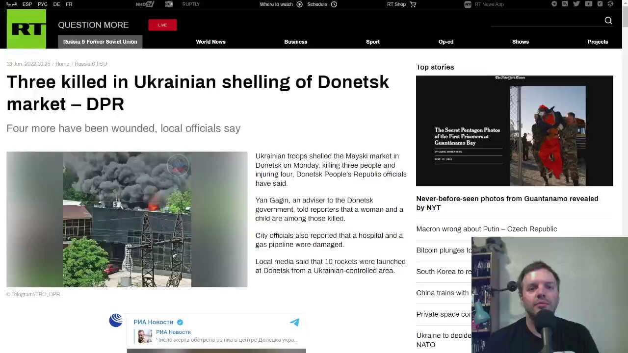 Three killed in Ukrainian shelling of Donetsk market