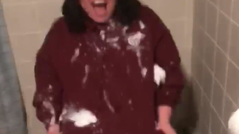 A Woman Gets Pelted With Snowballs While Trying To Use The Bathroom