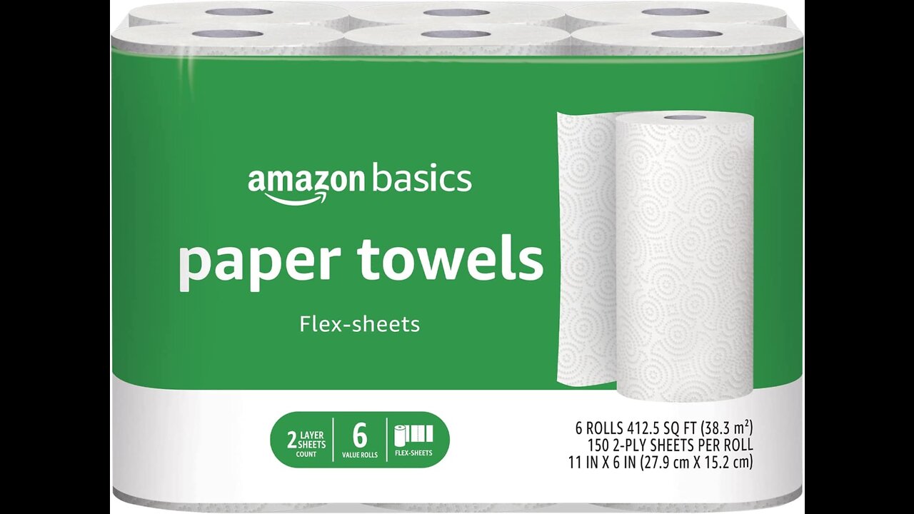 Amazon Basics 2 Ply Paper Towel - Flex-Sheets - 12 Value Rolls