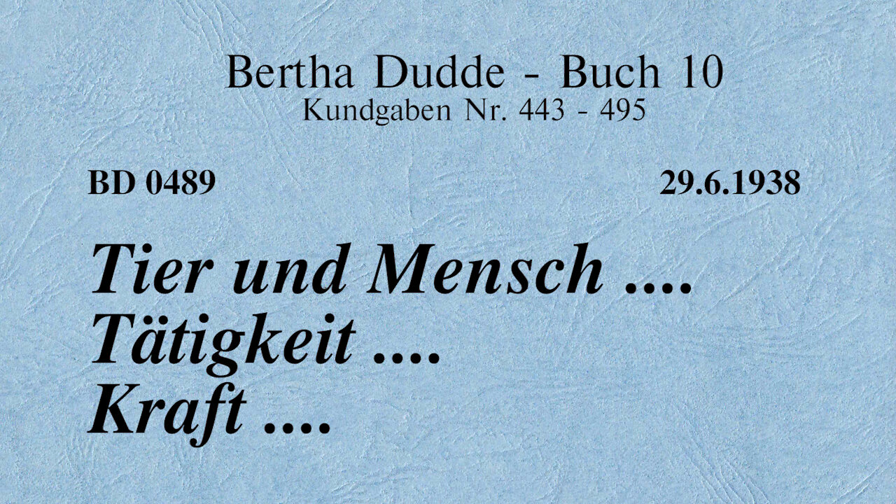 BD 0489 - TIER UND MENSCH .... TÄTIGKEIT .... KRAFT ....