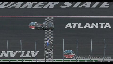 Taking the Checkered at Atlanta in the @dauntlesstea Toyota Tundra . #iracing #winning #bedauntless