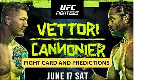 UFC Fight Night: Vettori vs. Cannonier || Fight Card And Predictions