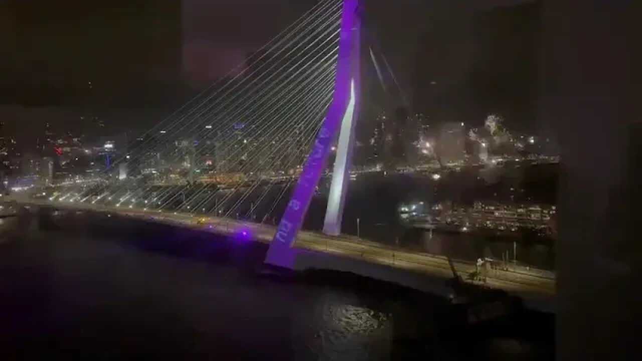 Some rascals projected White Lives Matter and the Fourteen Words onto a bridge in Rotterdam during