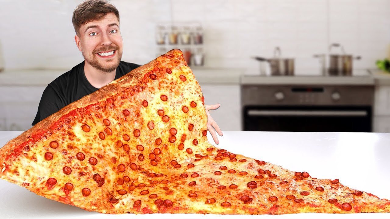 Mr beast eat world bigest pizza slices ! ooo ya yami