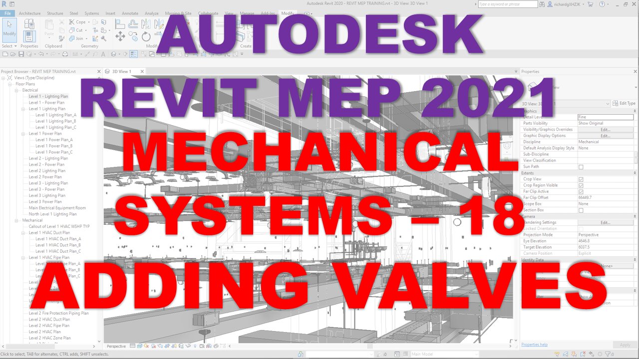 Autodesk Revit MEP 2021 - MECHANICAL SYSTEMS - HOW TO PLACE VALVES