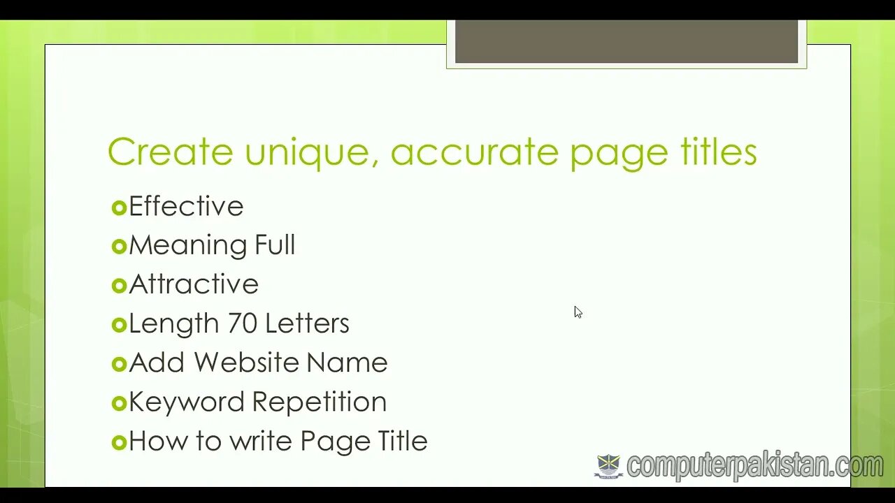 03 Create Unique, Accurate Page Titles Learn SEO 1