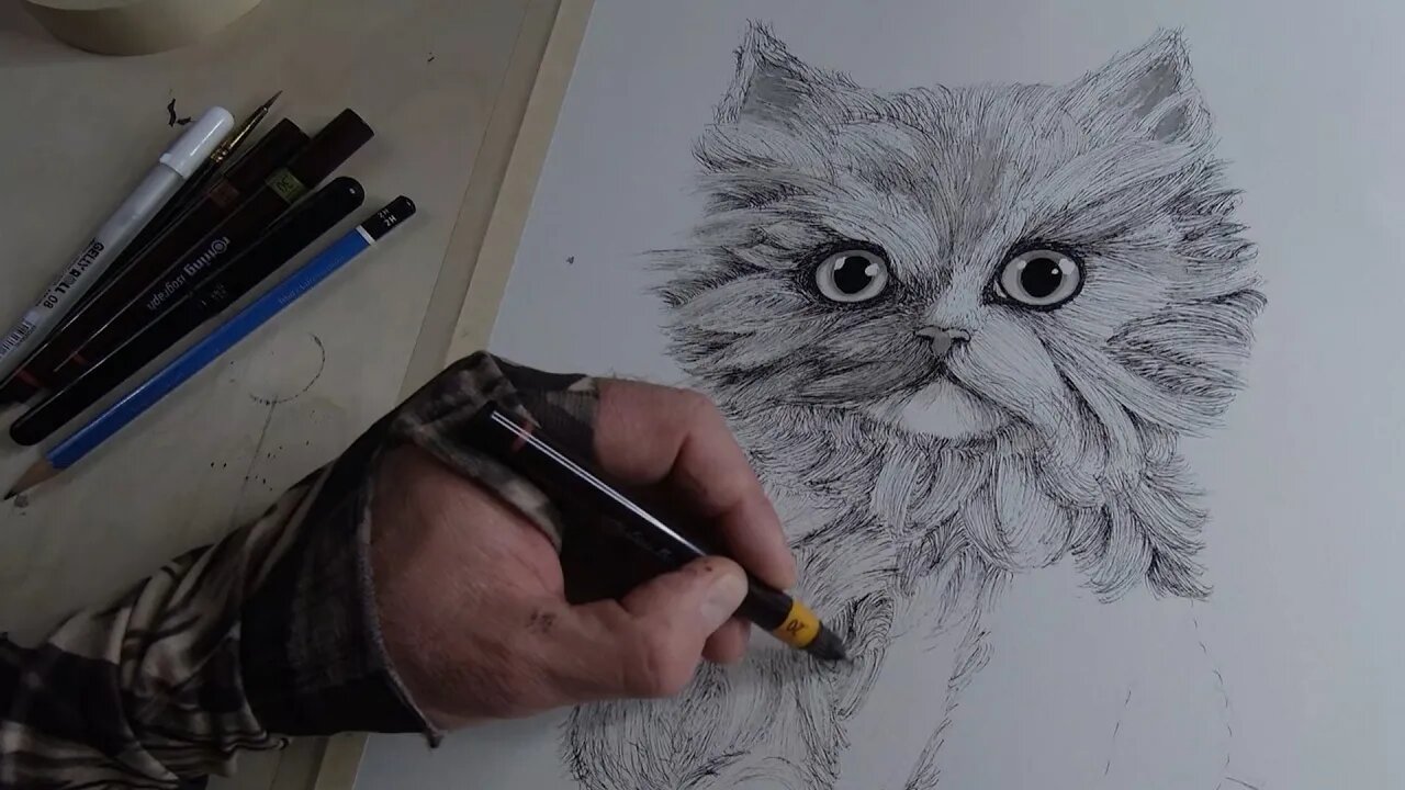 How to Draw a Little Kitten Step by Step in Ink Pen