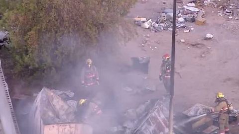 Fire at mobile home park near Nellis, Twain