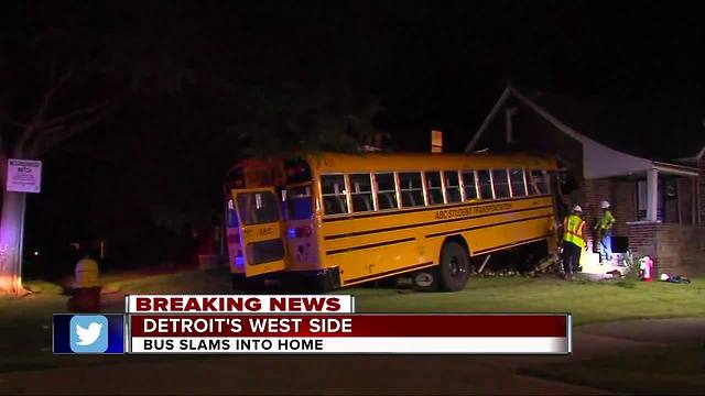 School bus crashes into home on Detroit's west side