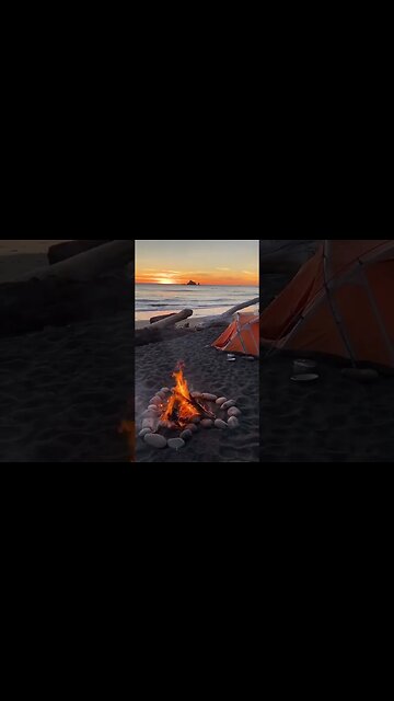 Romantic sunset on the Pacific coast.