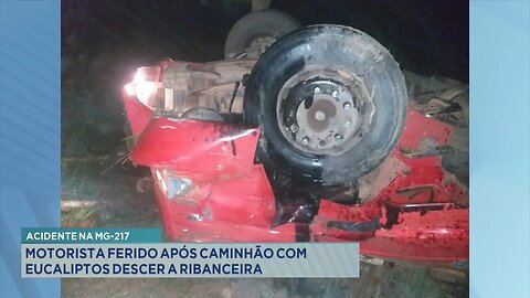 Acidente na MG-217: Motorista Ferido após Caminhão com Eucaliptos descer a Ribanceira.