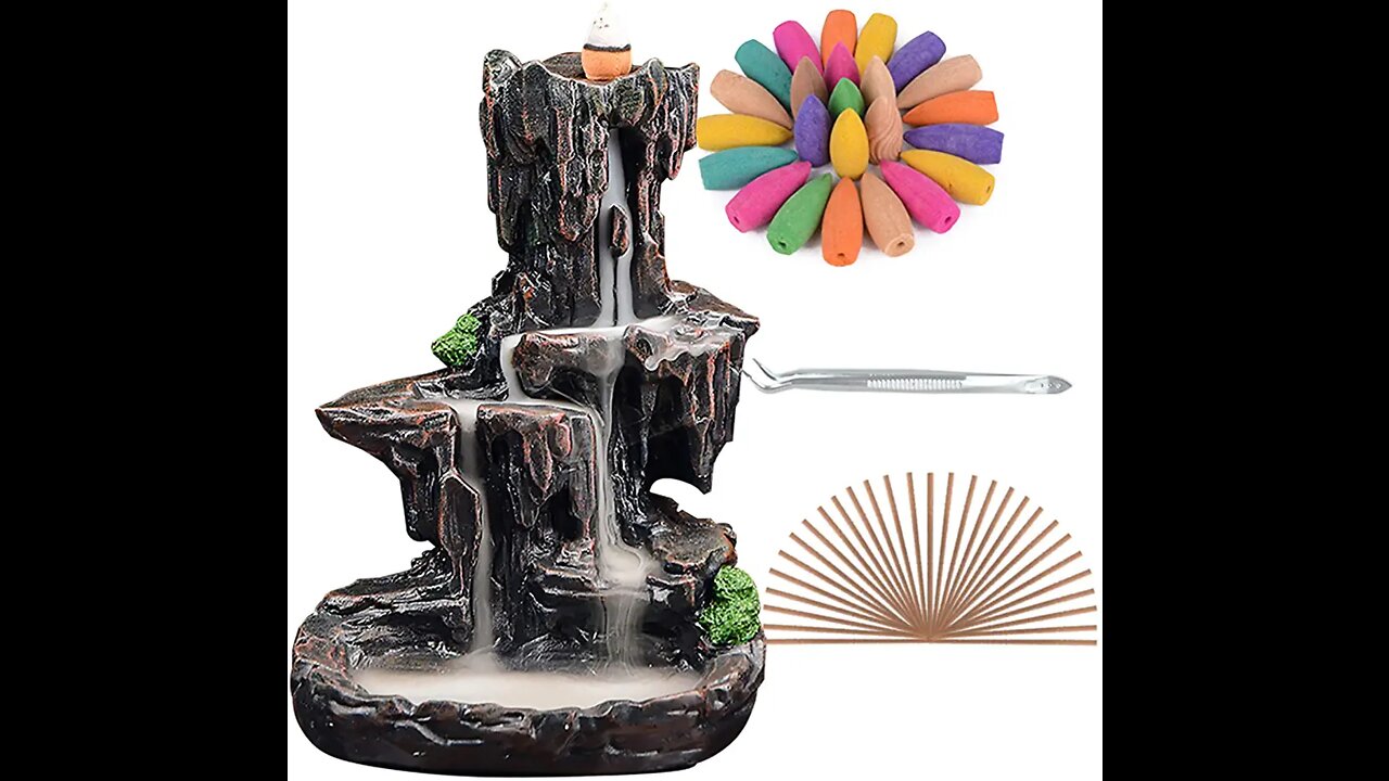 Polyresin Fountain Smoke Waterfall Backflow Incense Cone Holder for Home Decor