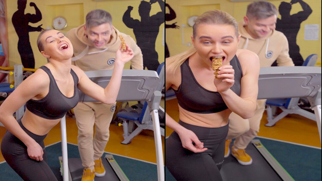 The romantic couple is doing mischief in GYM