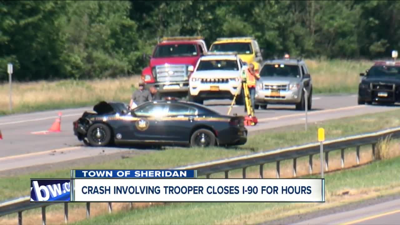 Trooper-involved crash shuts down New York State Thruway in Western New York for hours