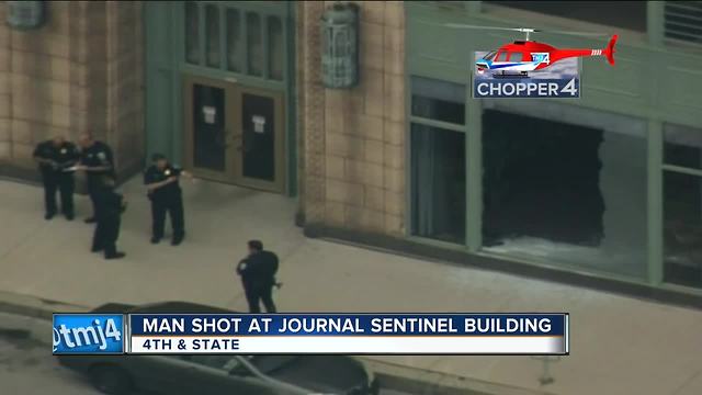 Window washer shot, wounded outside Milwaukee Journal Sentinel building