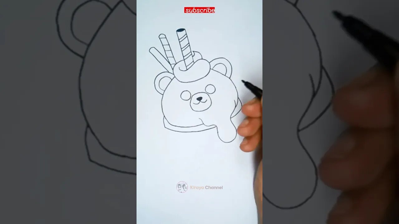 how to draw cute bear boba drink