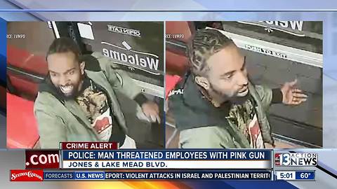 Man uses pink handgun to threaten pizza store employees