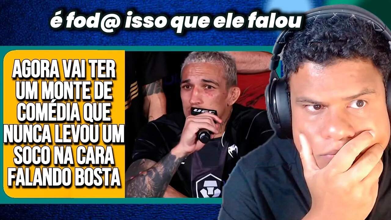 REAGINDO a CHARLES DO BRONX MANDA A REAL PARA PÚBLICO BRASILEIRO APÓS DERROTA NO UFC 280