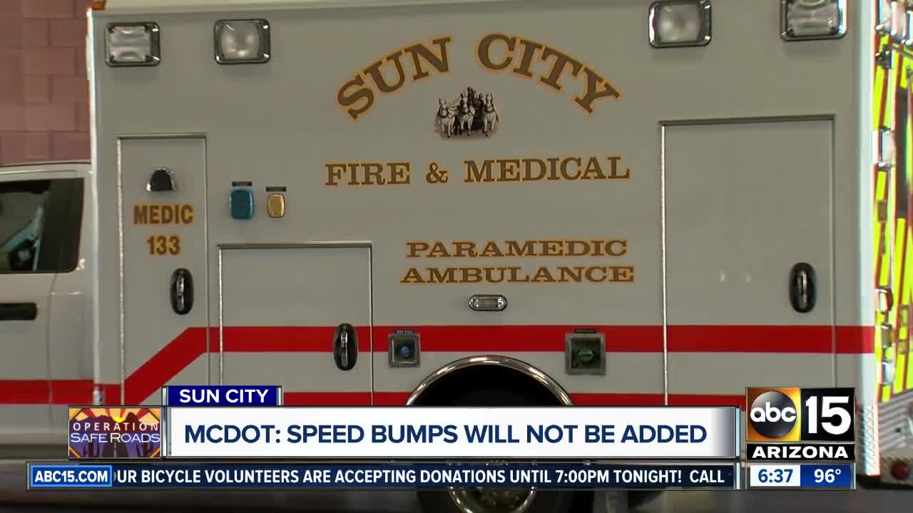 Why MCDOT does not want speed bumps installed in Sun City West