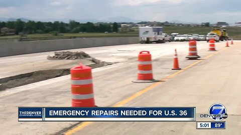 Expect U.S. 36 closures to last into work week as crews repair 'pretty large slope failure'