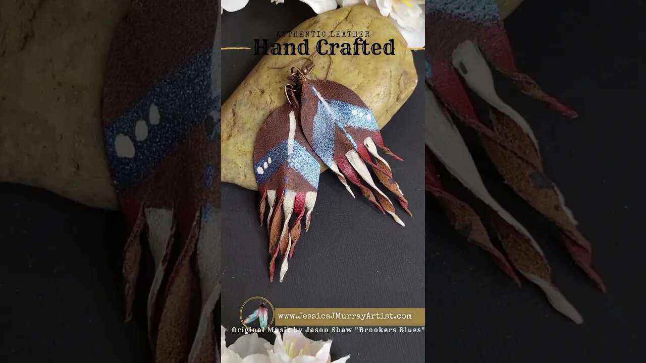 INDEPENDENCE, 3 inch, feather inspired leather earrings