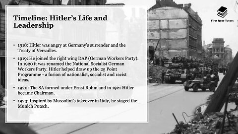 HITLERS LIFE LEADERSHIP TIMELINE 1889 1945 HISTORY NAZI GERMANY REVISION PART 1 4