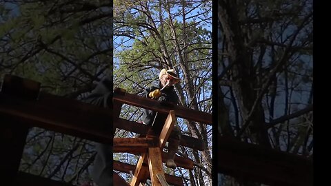 Installing The Gable End On The Woodshop. #woodworking #diy #handmade #offgrid #woodworker