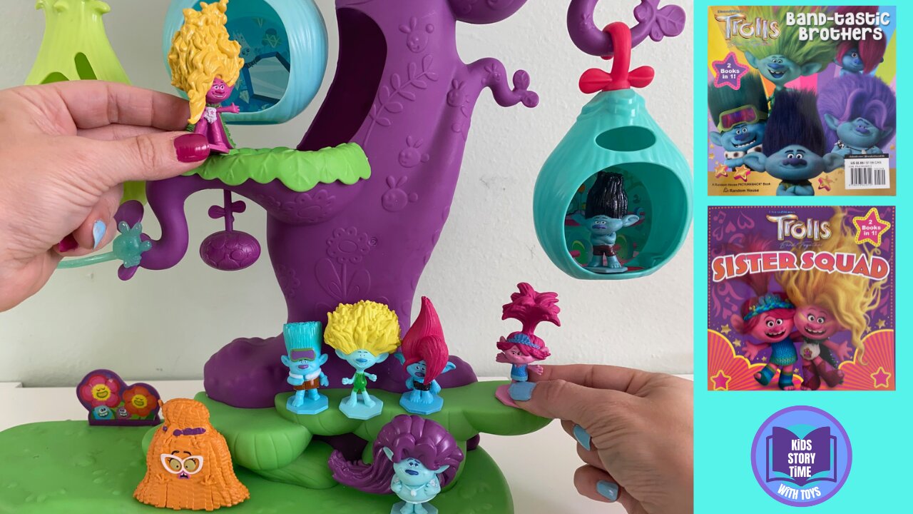 TROLLS BAND TOGETHER TOYS POPPY MEETS VIVA & BRANCH FINDS BROTHERS PRETEND PLAY TREE HOUSE 2in1 Book