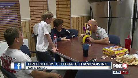 Cape Coral firefighters celebrate Thanksgiving at work