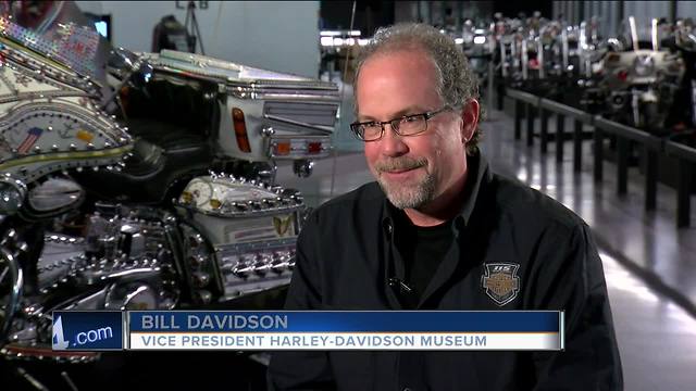 William Davidson's grandson Bill on his Harley-Davidson motorcycle