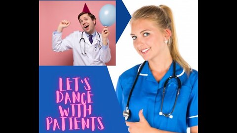 Doctors and nurses in funny dance with patients in ICU