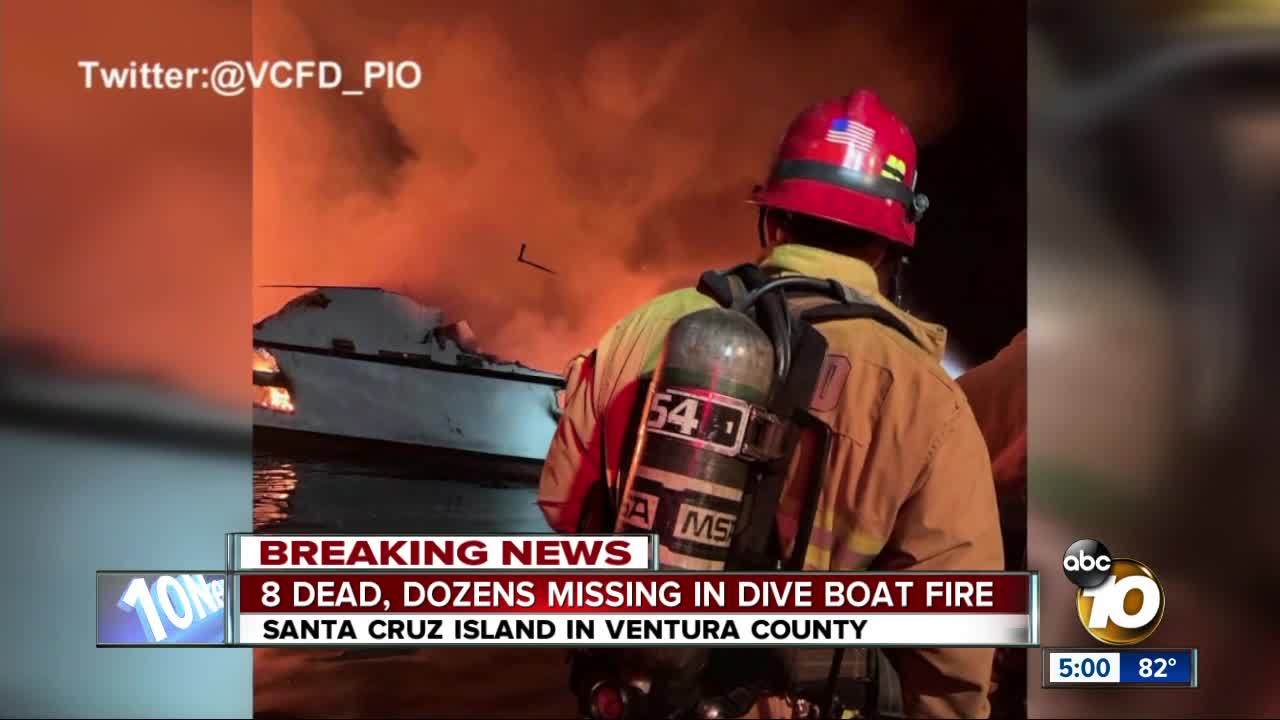 8 dead, dozens missing in dive boat fire