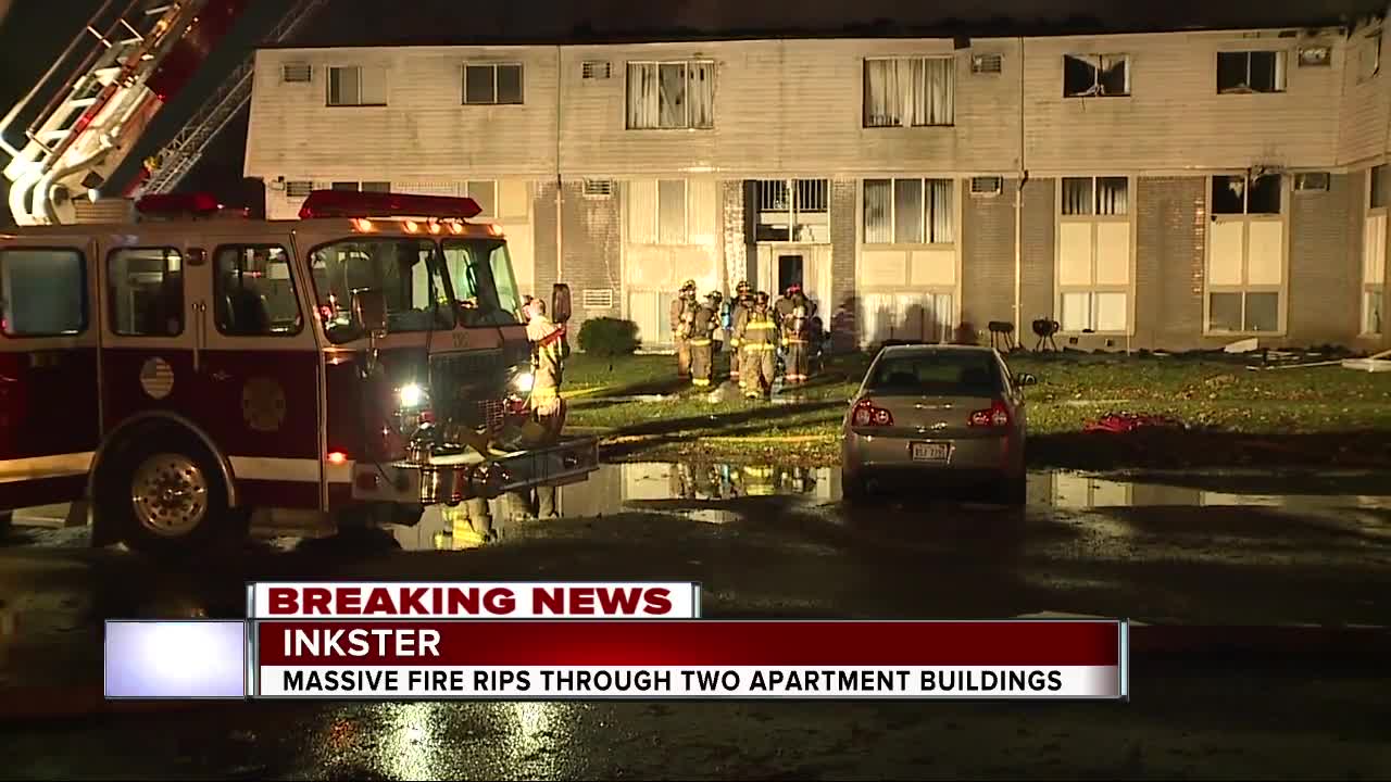 Crews fight massive fire at apartment complex in Inkster