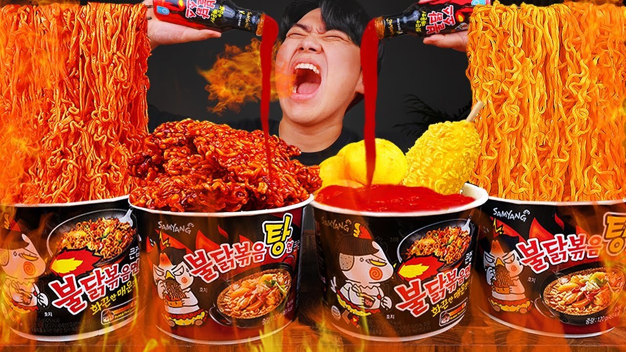 ASMR MUKBANG | FIRE Noodle & FRIED CHICKEN & CHEESE STICK | EATING SOUND!