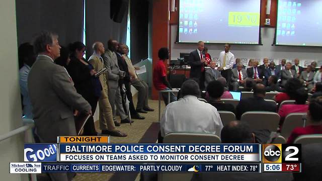 Baltimore Police consent decree forum Tuesday