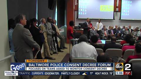 Baltimore Police consent decree forum Tuesday