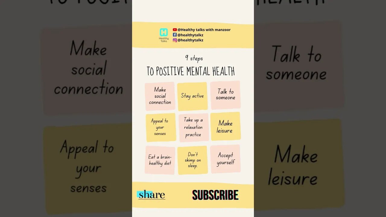 9 steps to positive mental health #shorts