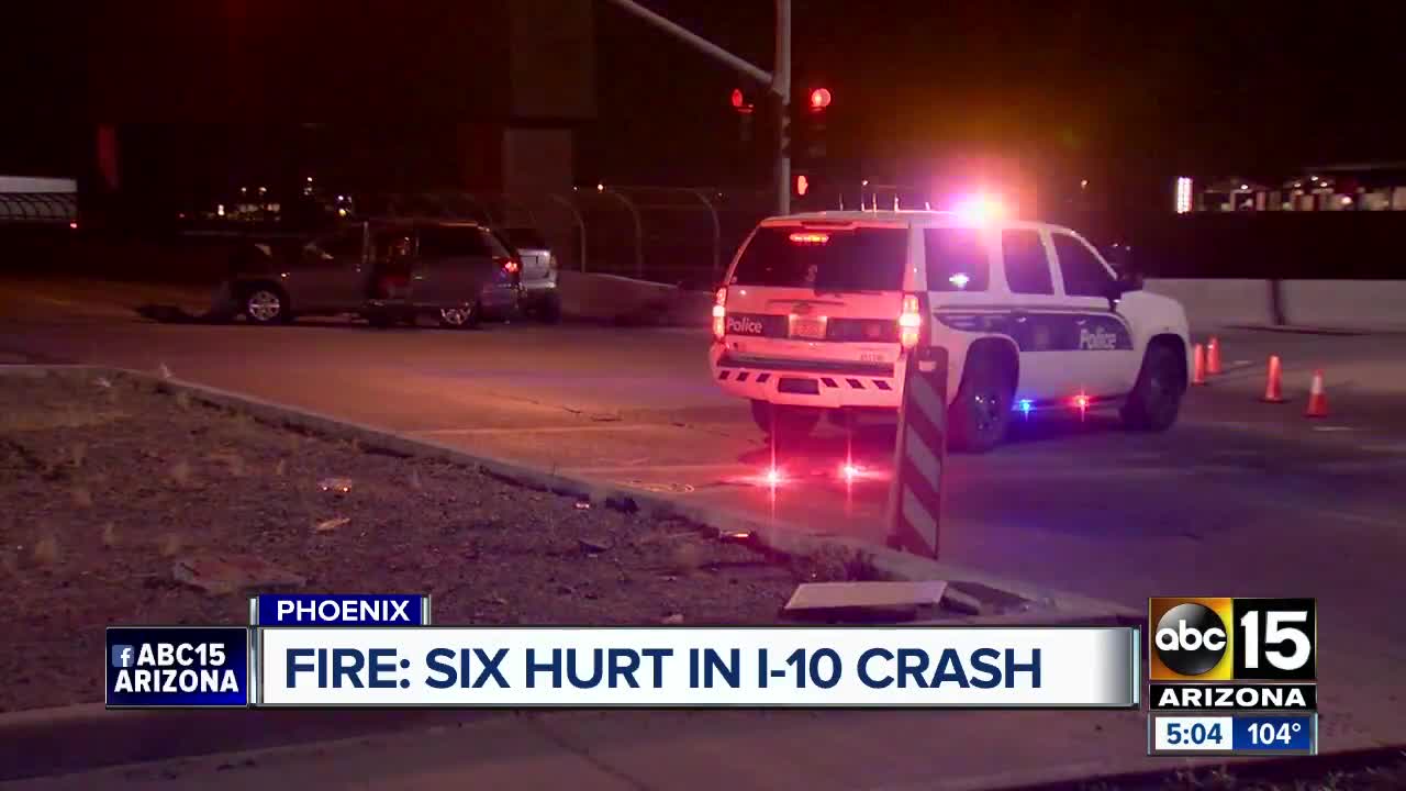 Six hurt in I-10 crash in Phoenix