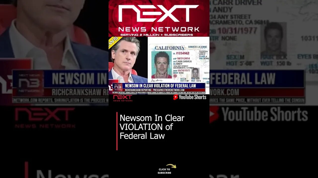 Newsom In Clear VIOLATION of Federal Law #shorts