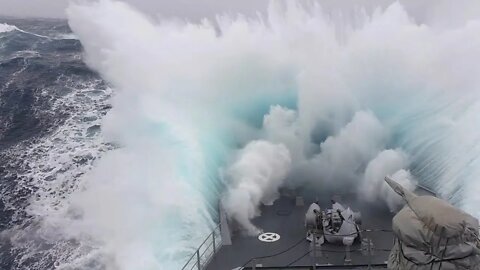 Ship in Storm | WARSHIP Hit By Massive Wave Near Antarctica | #Shorts