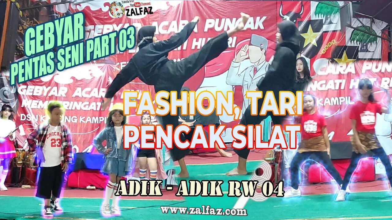 pencak silat fashion show dan tari di Gebyar Pentas Seni Part 3 Agustusan 2023