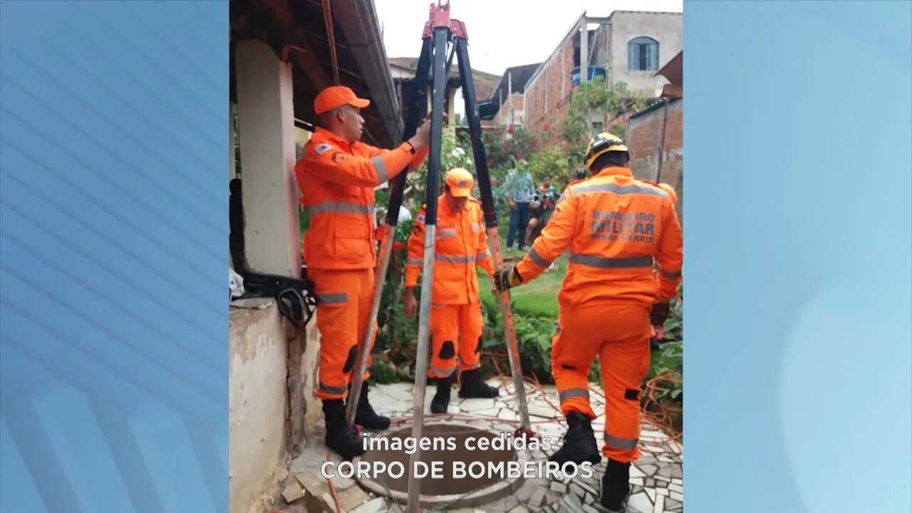 S. do Paraíso: Corpo de Bombeiros resgata Idosa, de 76 Anos, Dentro de Poço de 10m de Profundidade.