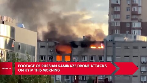 Footage of Russian Geran-2 Kamikaze drone attacks on Kyiv this morning