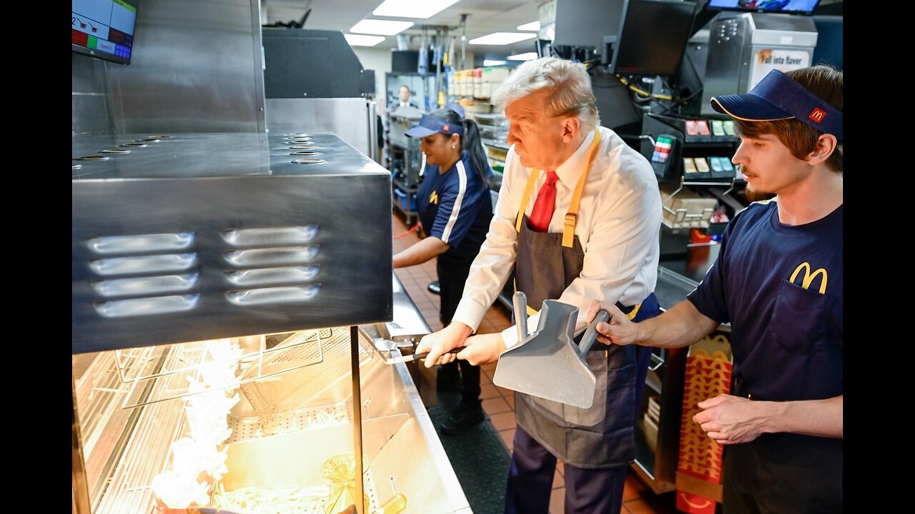 "Donald Trump Joins McDonald's Team: Helping Staff Serve Orders to Thrilled Customers!"