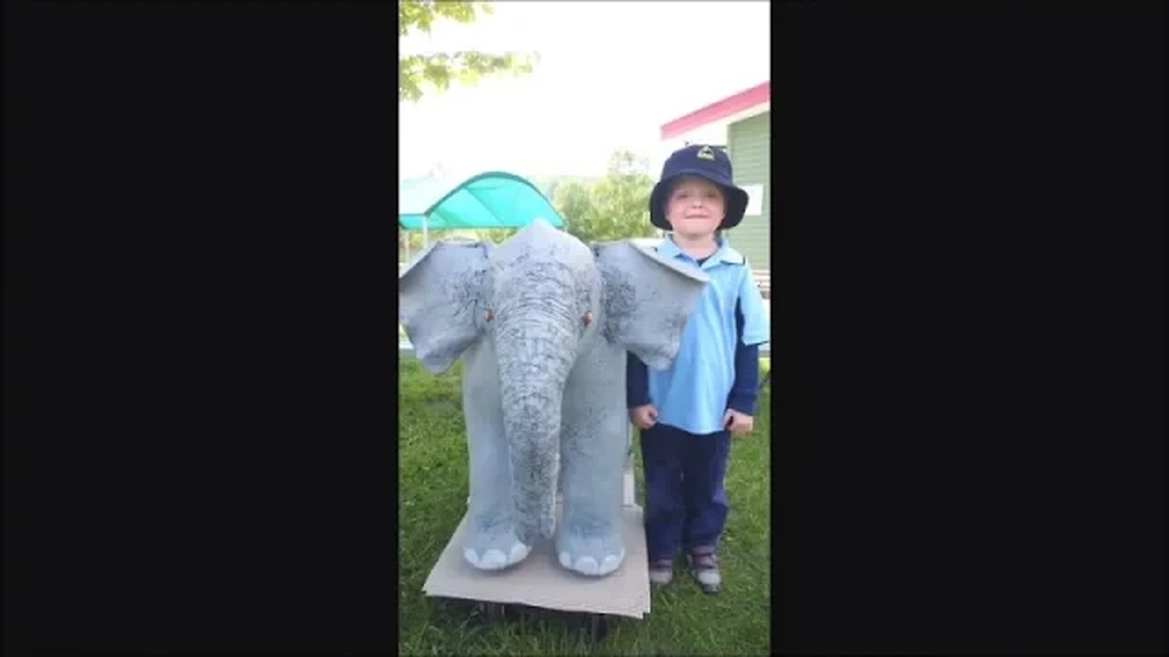 Mother and Son Make a Baby Elephant with Paper Mache