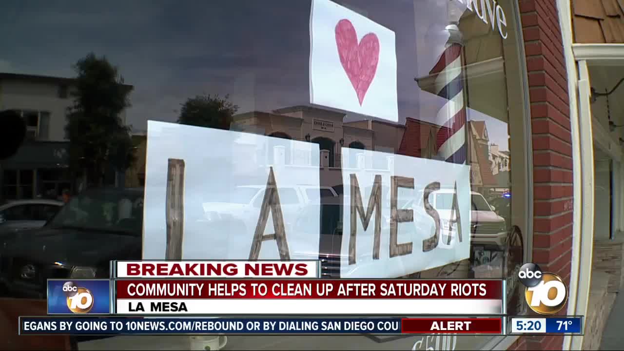 La Mesa community helps to clean up after Saturday riots